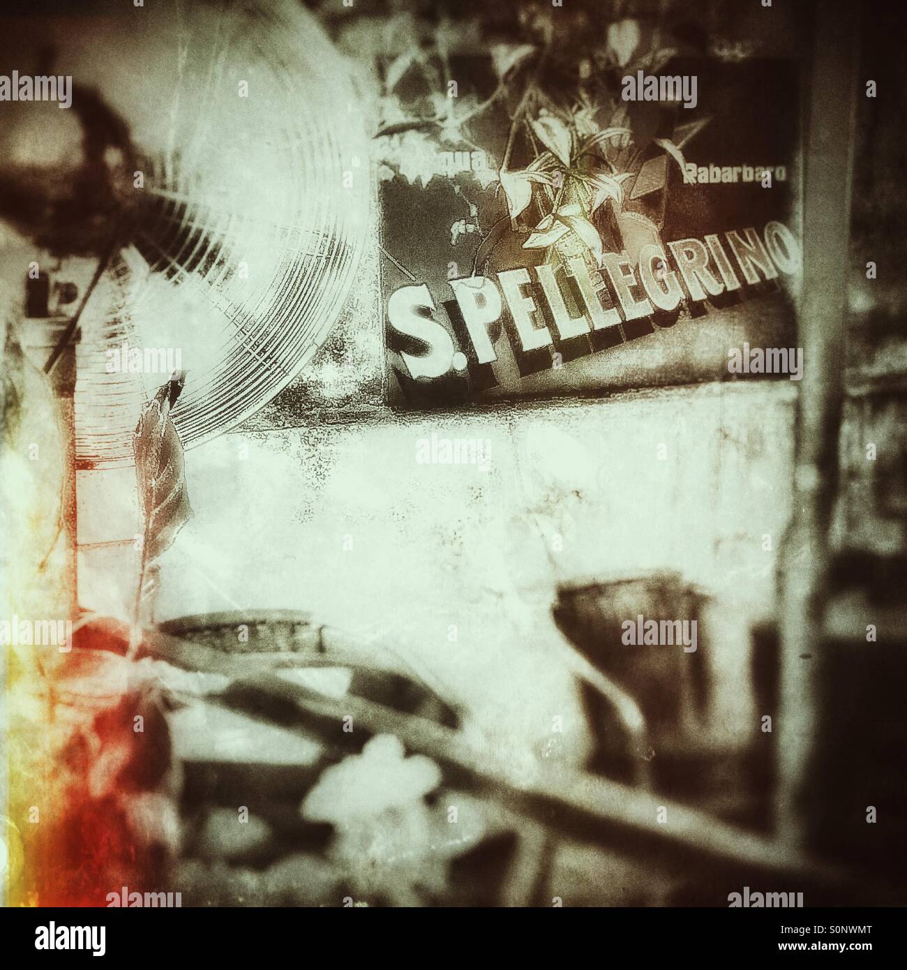 Retro fan and advert - Smartphone Captured Stock Image