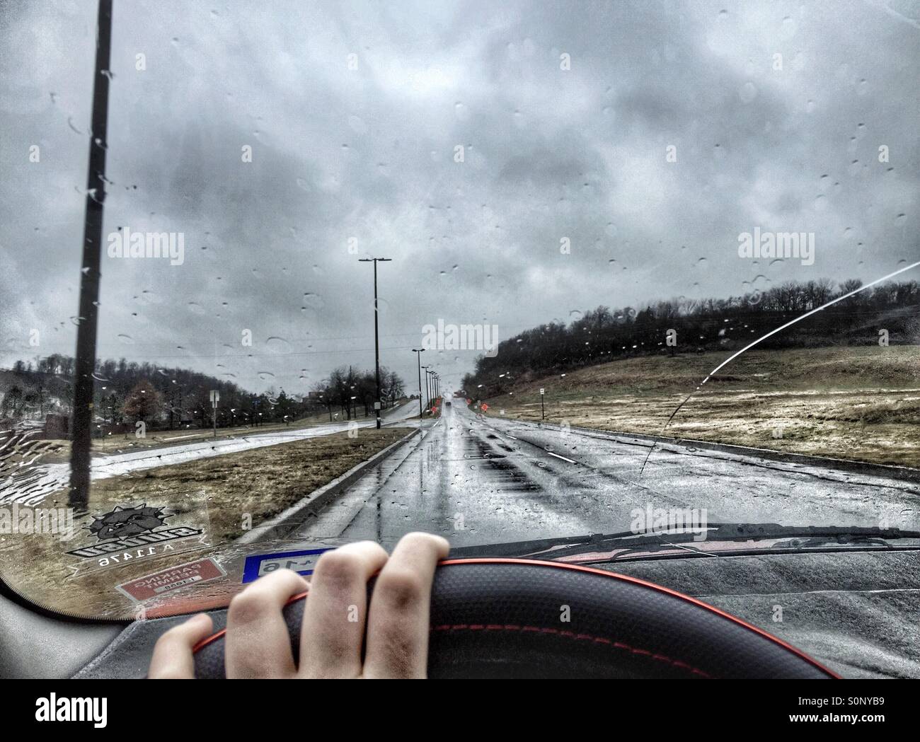 Driving in the rain Stock Photo - Alamy