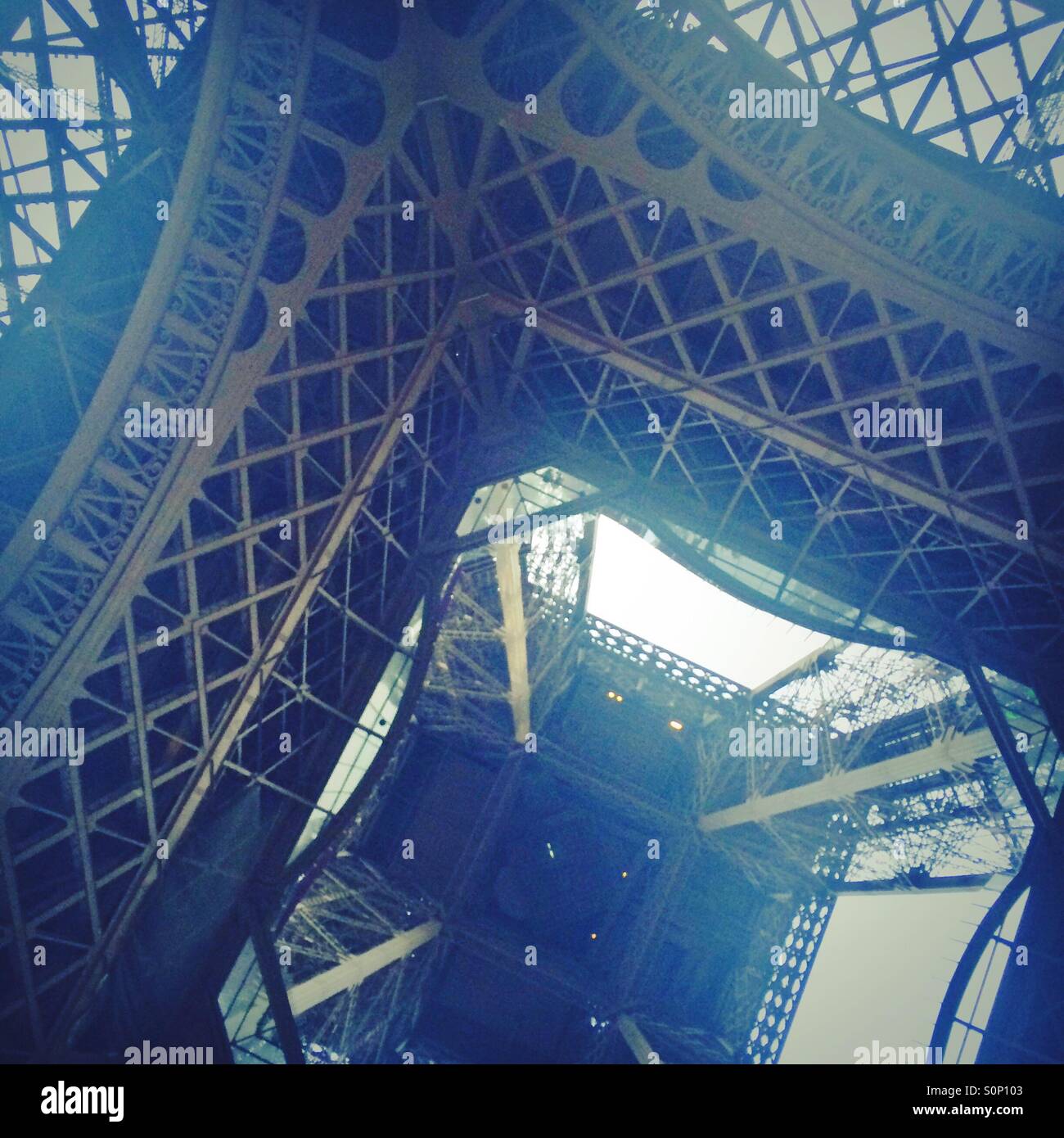 Eiffel Tower viewed from underneath looking up - Smartphone Captured Stock Image