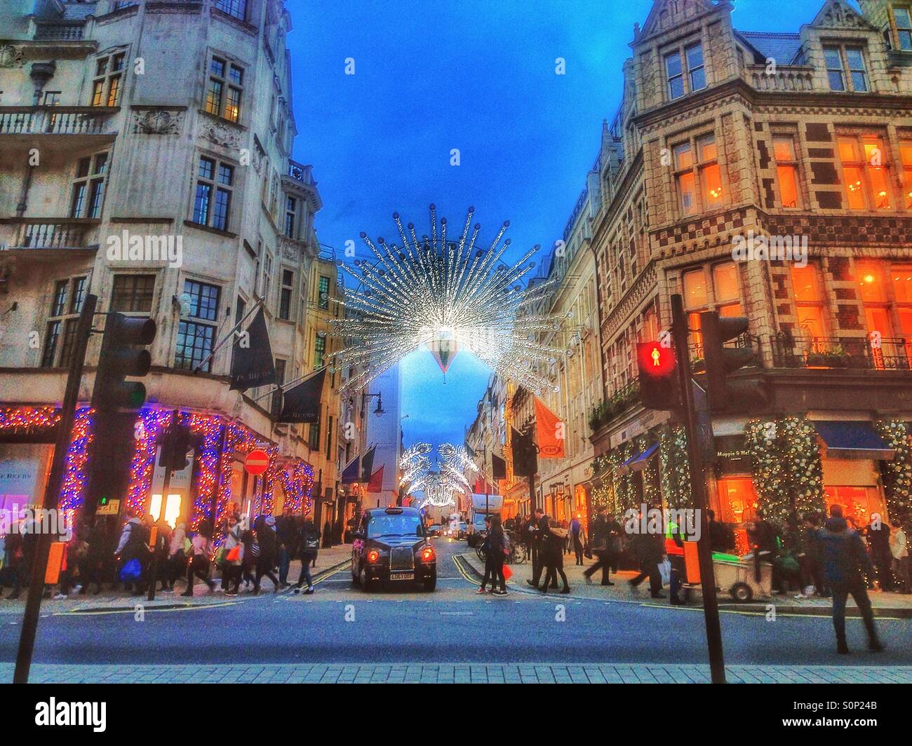 Christmas lights in Bond Street London. - Smartphone Captured Stock Image