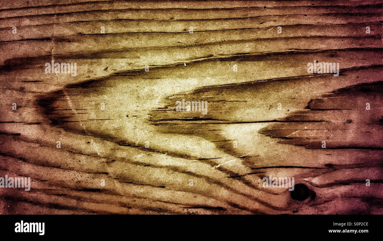 Strongly grained pine wood with grainy, distressed look Stock Photo