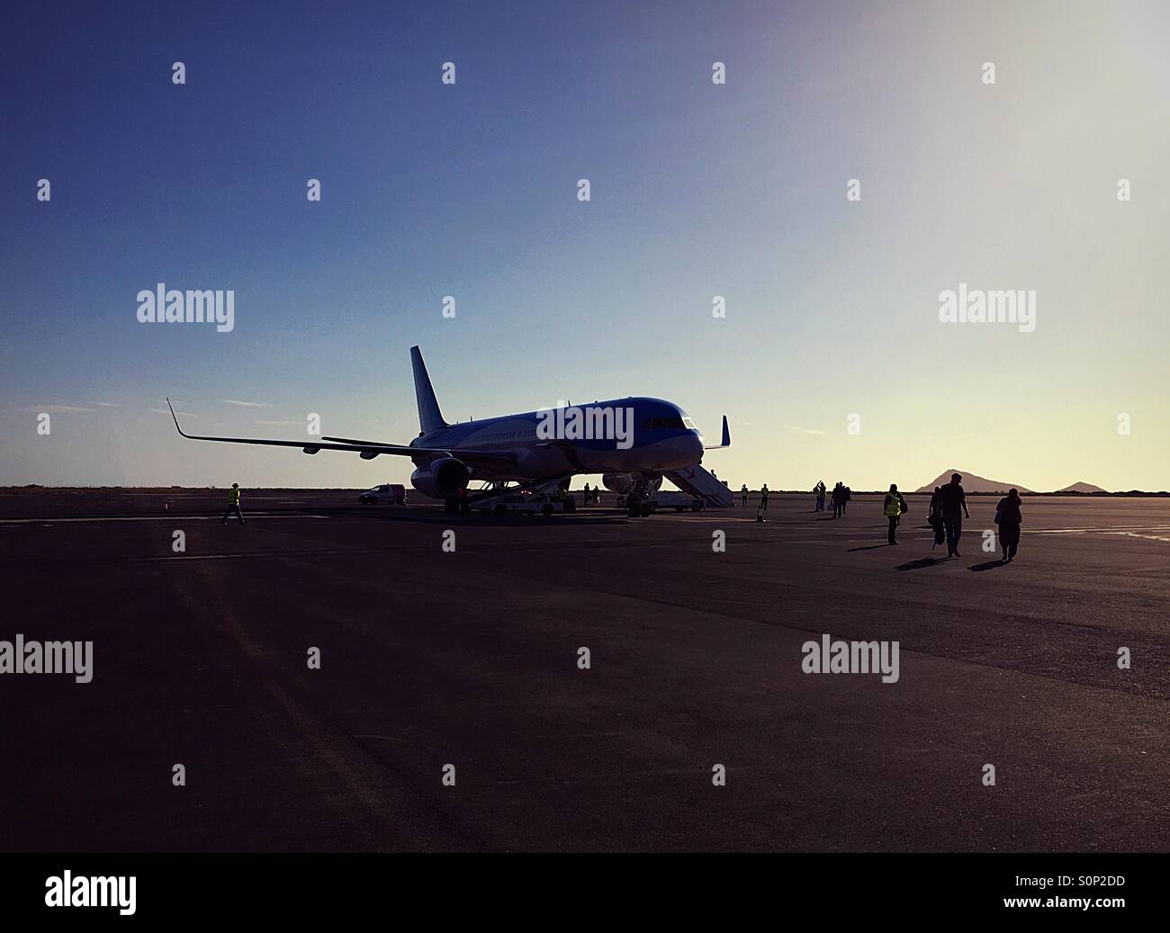 Walking to the plane Cape Verde airport - Smartphone Captured Stock Image