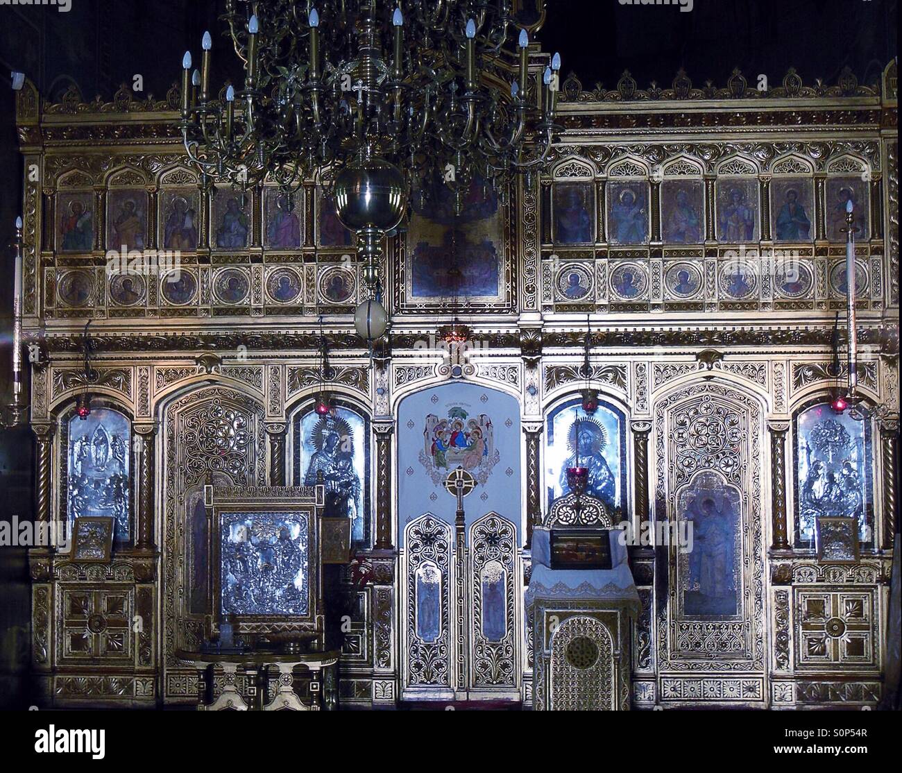 Iconostasis, Romanian Orthodox Monastery, Sinaia, Romania Stock Photo ...