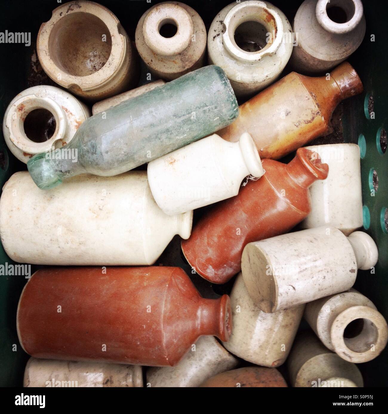 Pottery bottles and candle holders - Smartphone Captured Stock Image