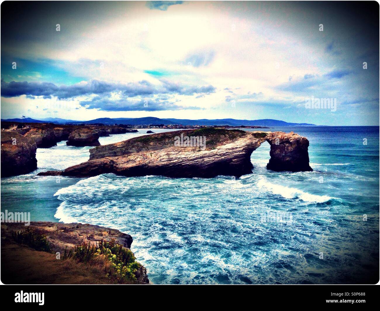 Beach of the Cathedrals in Ribadeo, Galicia - Spain Stock Photo