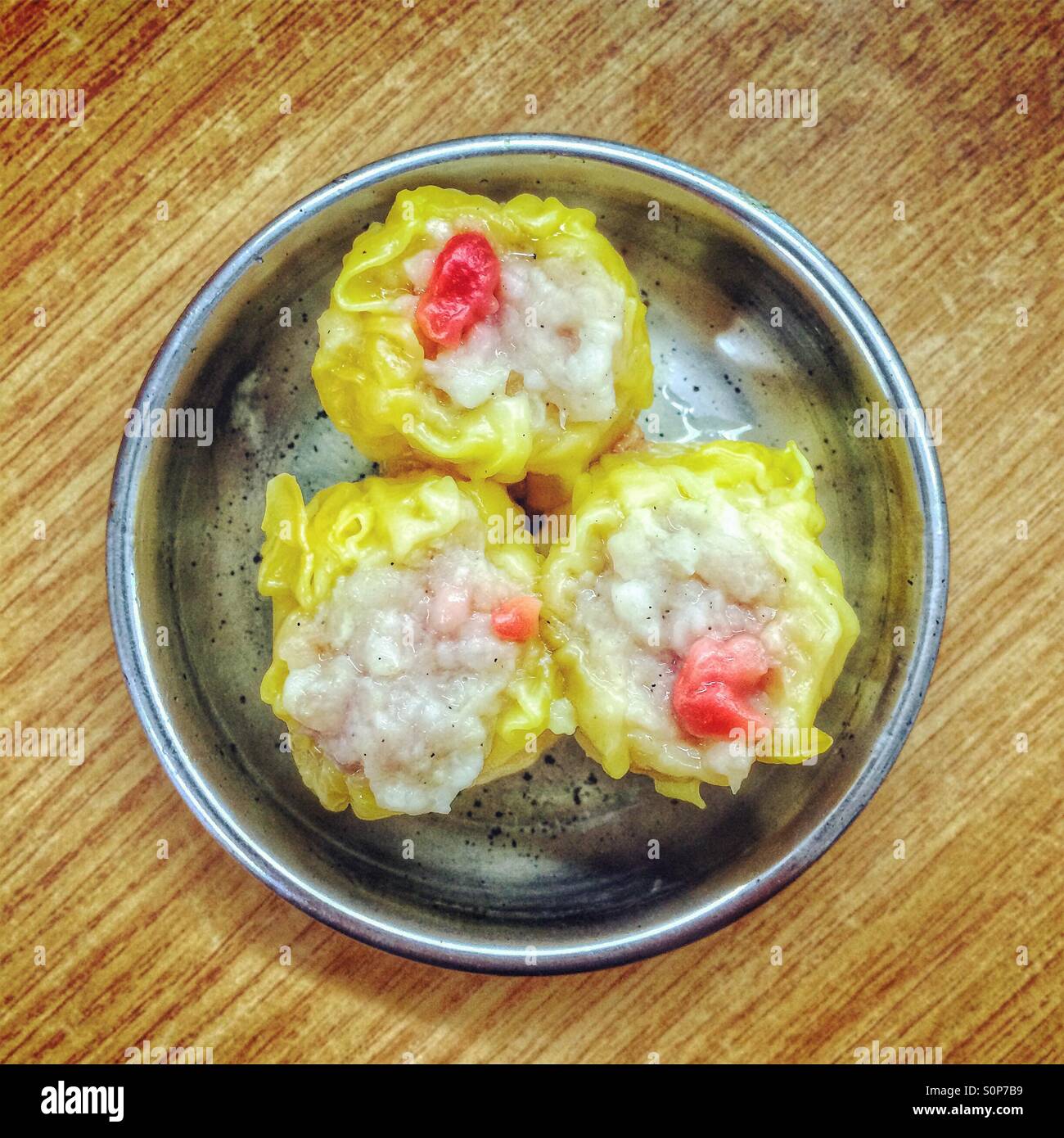 Dim sum pork dumplings siu mai - Smartphone Captured Stock Image