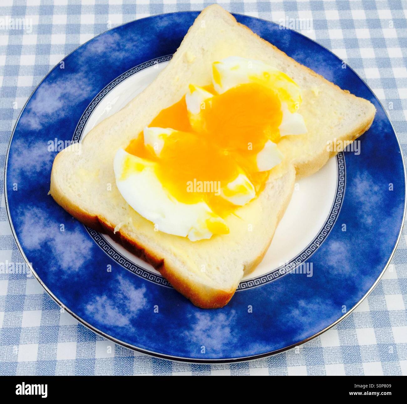 Soft boiled egg sandwich - Smartphone Captured Stock Image