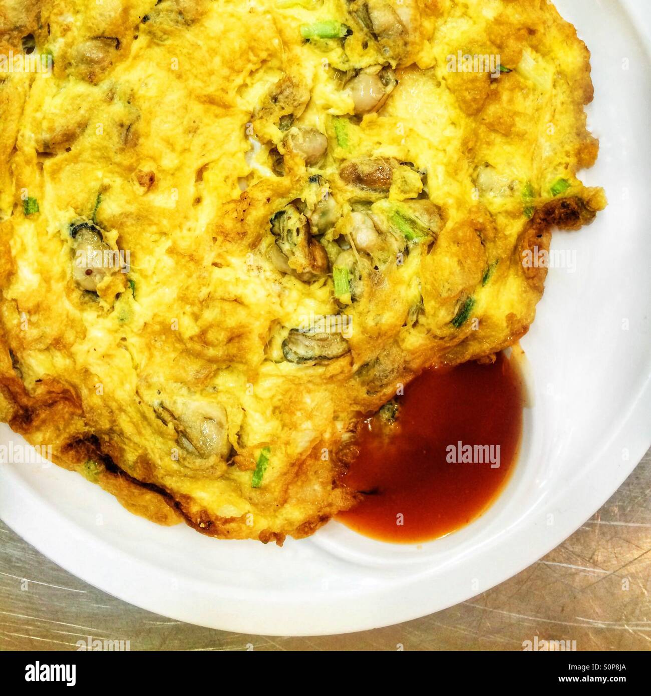 A plate of oyster omelette - Smartphone Captured Stock Image