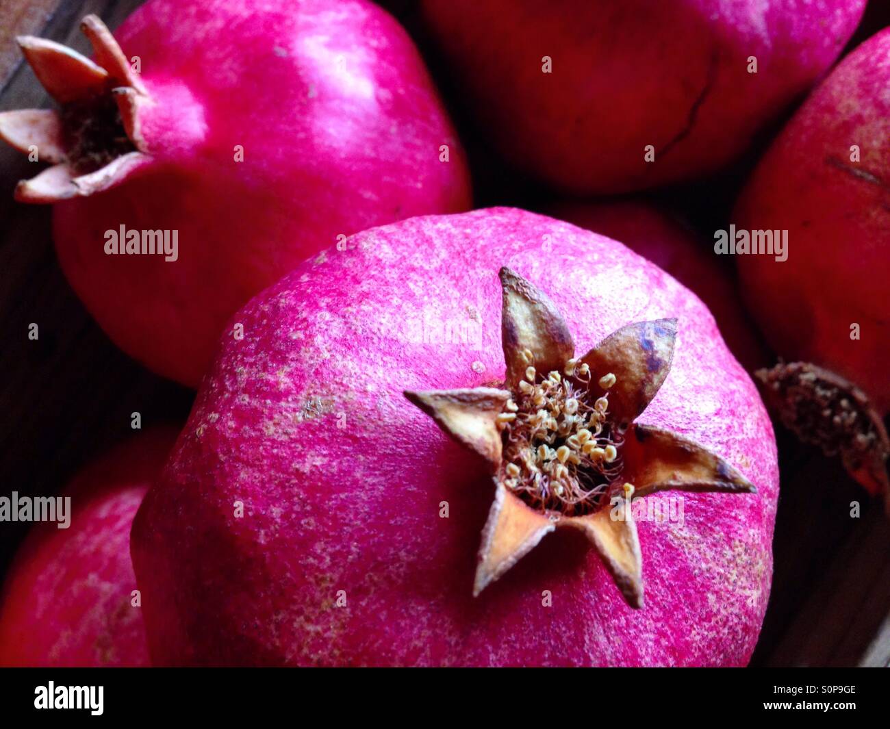 Closeup, ripe pomegranates - Smartphone Captured Stock Image
