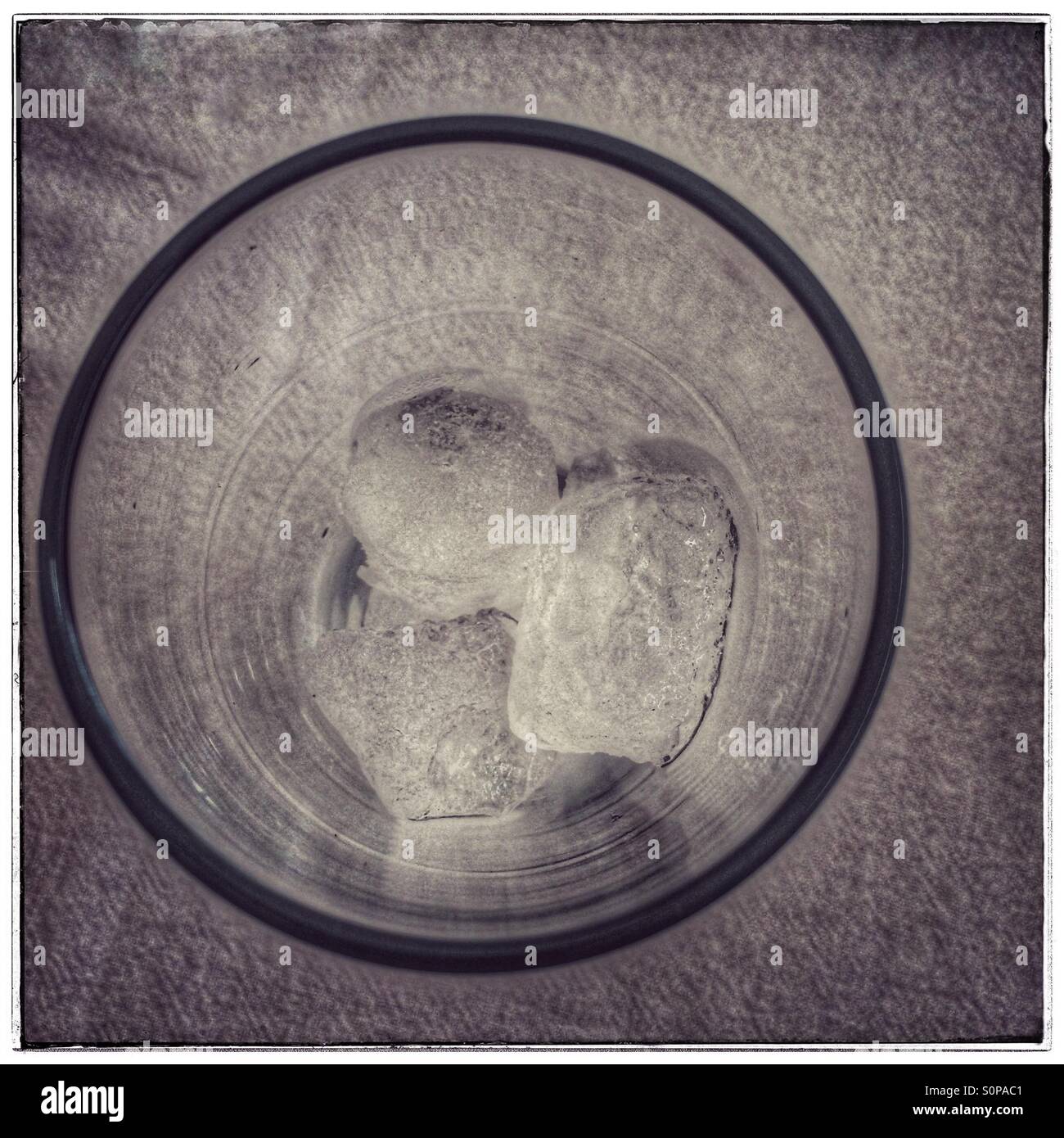 Ice in glass, seen from above. - Smartphone Captured Stock Image