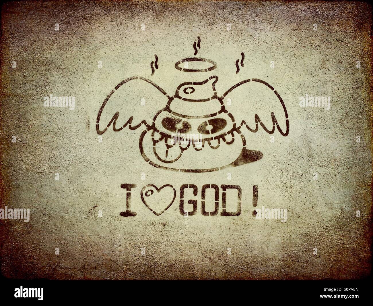 I love God graffiti - Smartphone Captured Stock Image