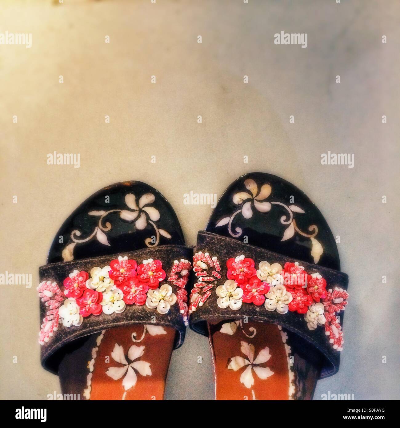 Vietnamese handmade ladies sandals - Smartphone Captured Stock Image