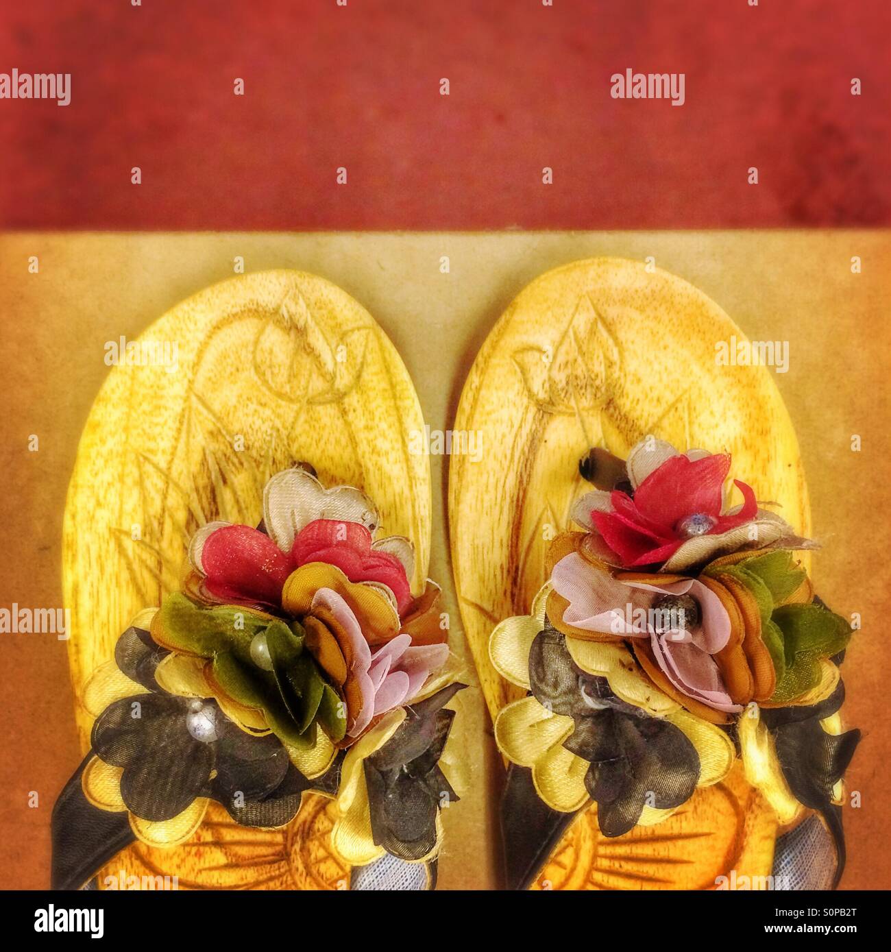 Vietnamese handmade ladies sandals - Smartphone Captured Stock Image
