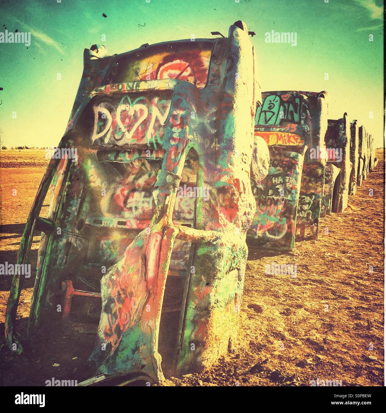 Cadillac Ranch - Smartphone Captured Stock Image