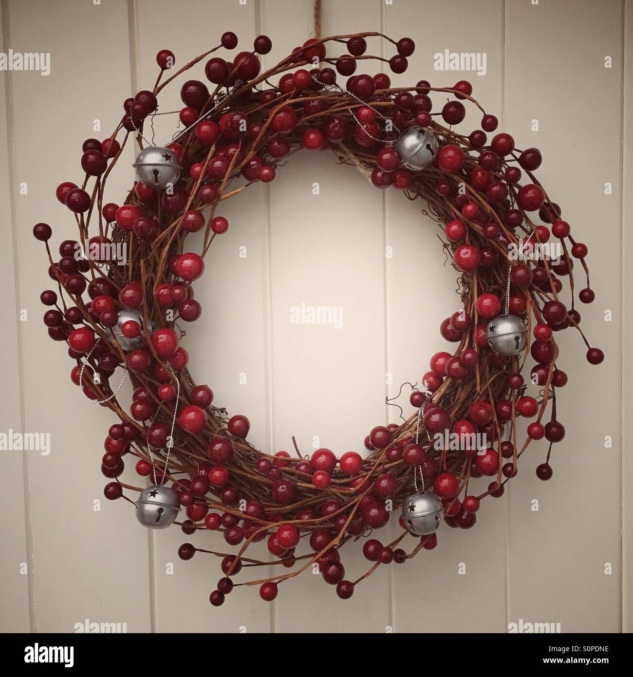Christmas berry wreath Stock Photo