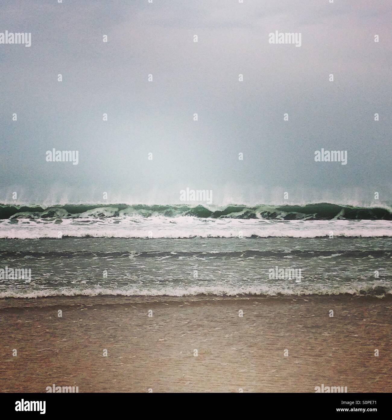 Winter waves at Woolacombe Bay in Devon - Smartphone Captured Stock Image