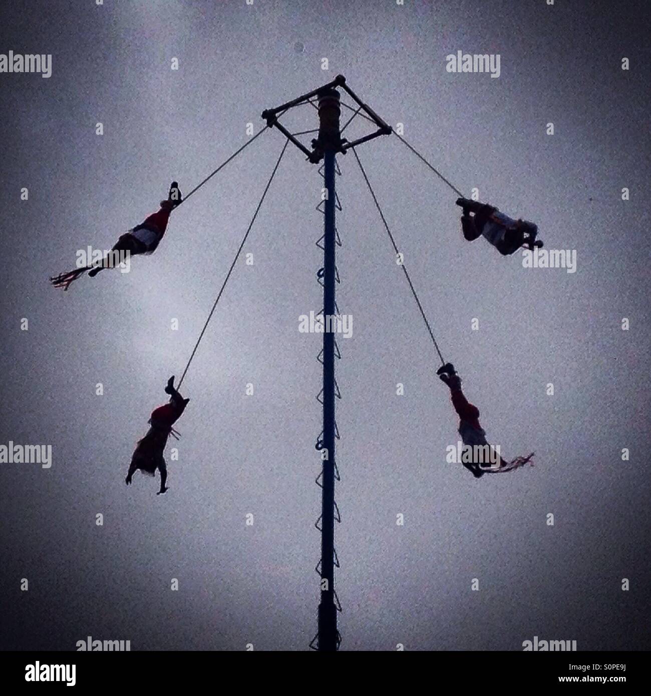 Voladores de Papantla perform in Mexico City, Mexico - Smartphone Captured Stock Image