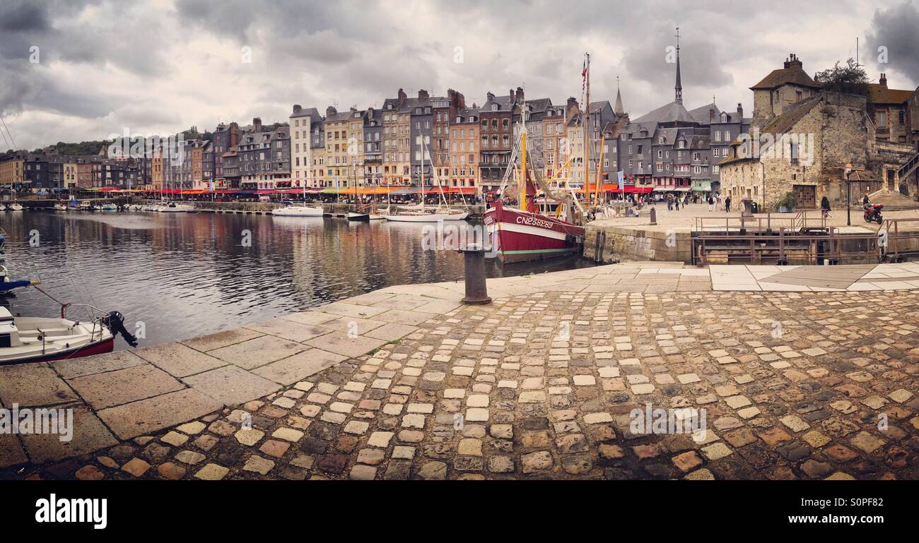 The harbour at Honfleur, Normandy,France. Instagram style iPhone mobile phone photo. - Smartphone Captured Stock Image