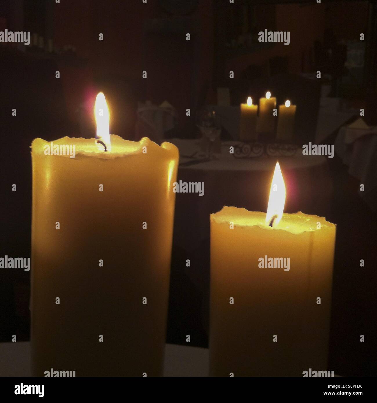 Candles in dining room - Smartphone Captured Stock Image