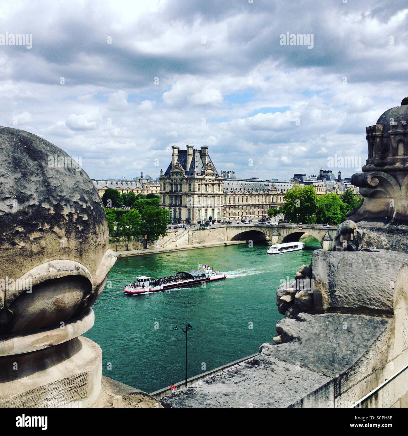 The river Seine with The Louvre - Smartphone Captured Stock Image