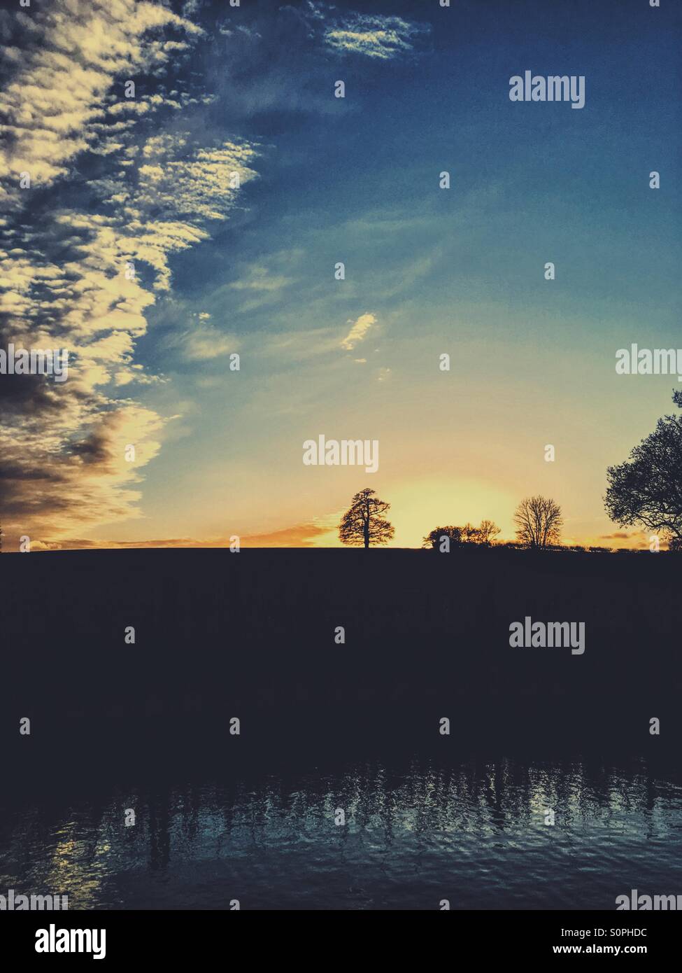 Sunset by the canal - Smartphone Captured Stock Image