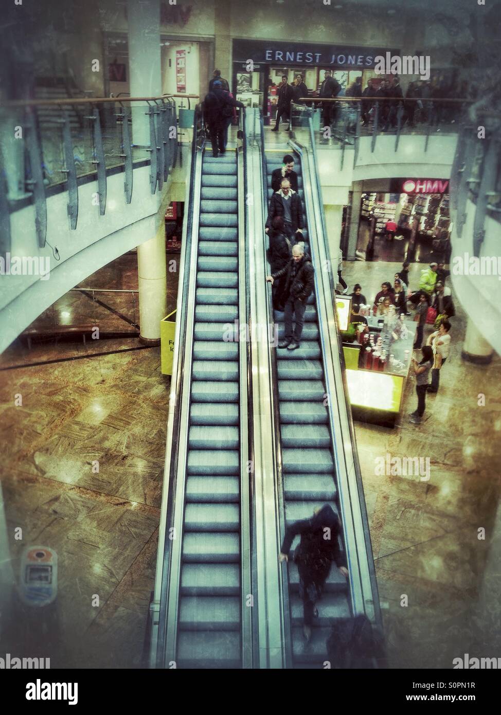 Escalators at a shopping mall. - Smartphone Captured Stock Image