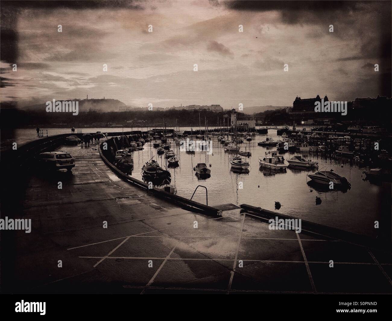 Sun going down over Scarborough in winter - Smartphone Captured Stock Image