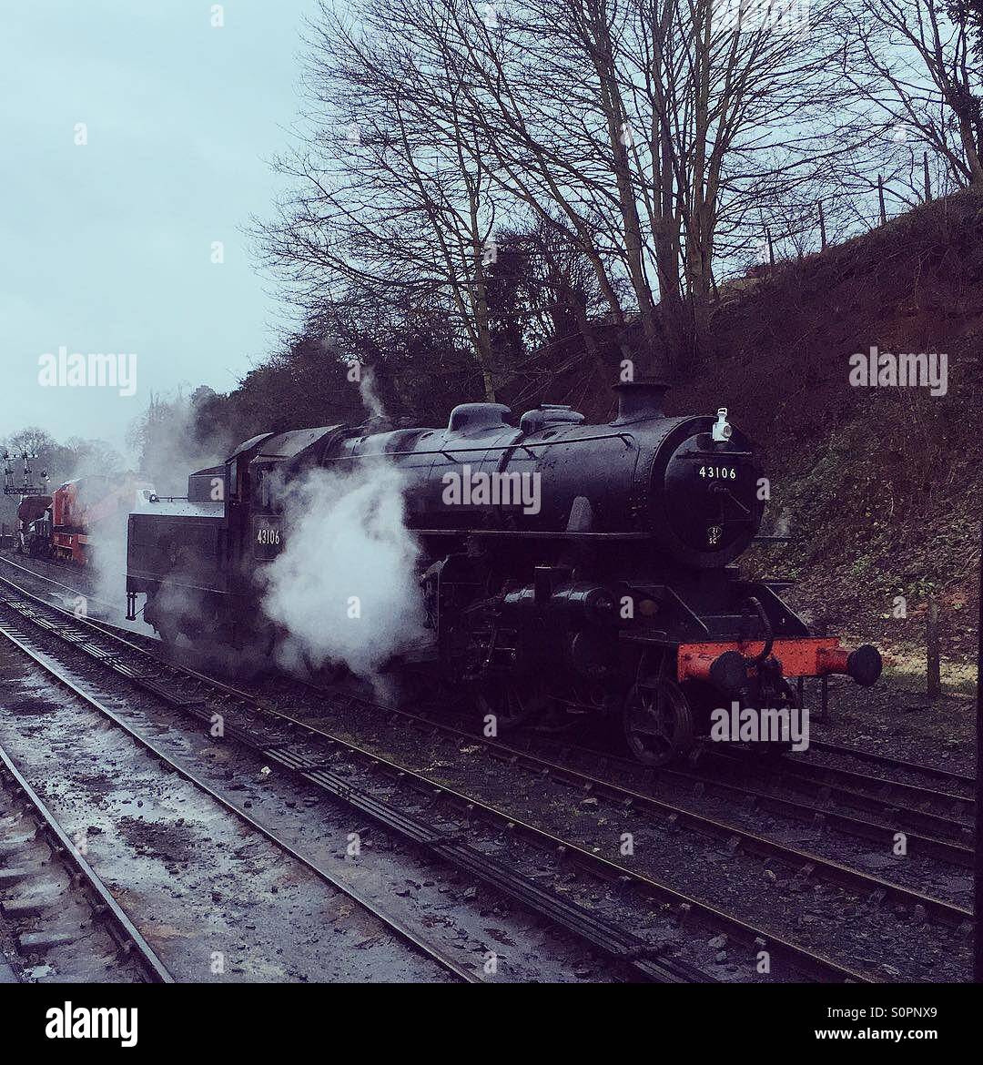 Steam train on a grey misty day - Smartphone Captured Stock Image