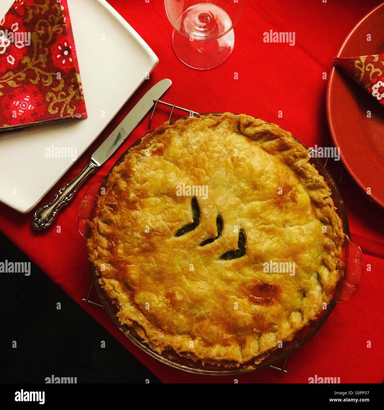 Traditional French-Canadian tourtière meat pie - Smartphone Captured Stock Image
