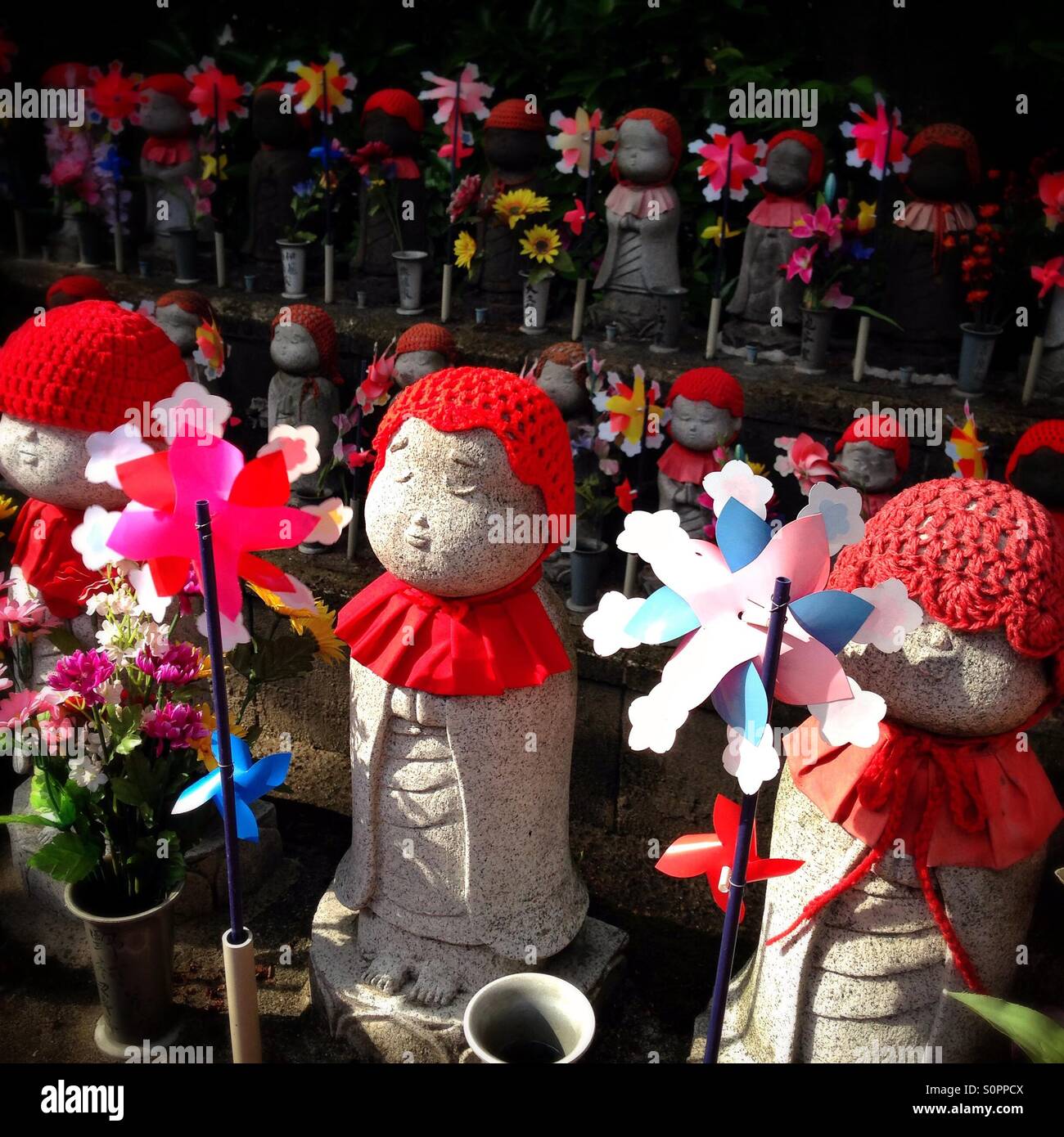 Jizo statues in a Japanese temple Stock Photo Alamy