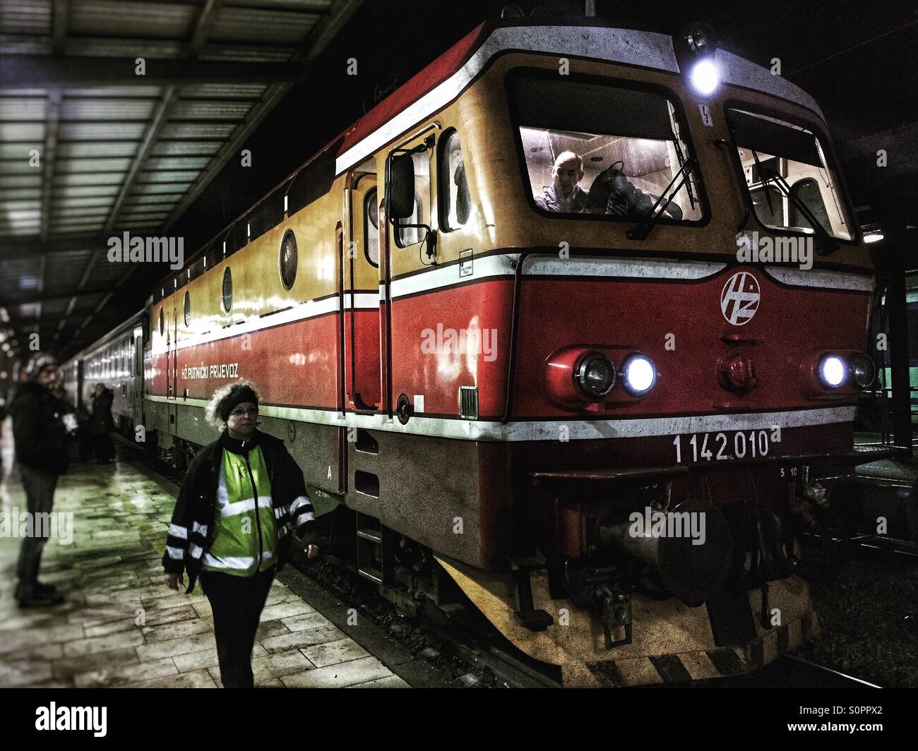 Croatian railway locomotive at Zagreb station - Smartphone Captured Stock Image