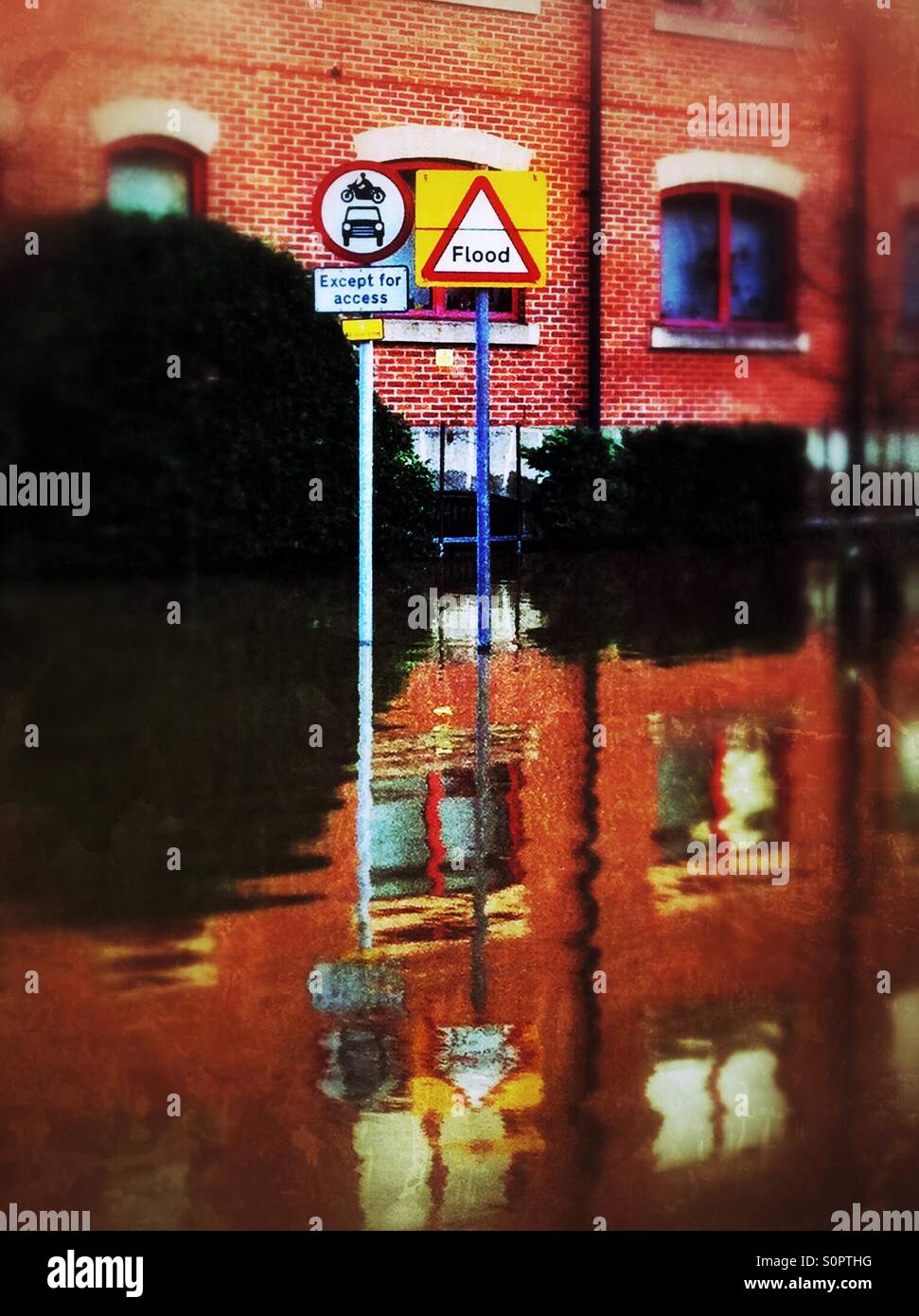 Flooded street York North Yorkshire England UK - Smartphone Captured Stock Image