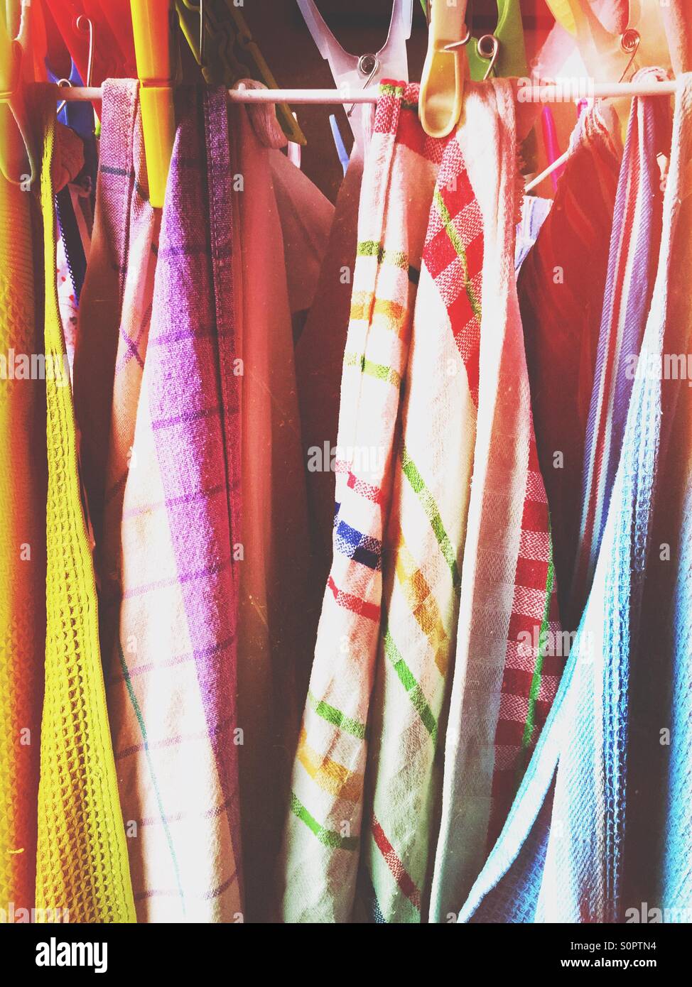 Laundry drying on a rack - Smartphone Captured Stock Image