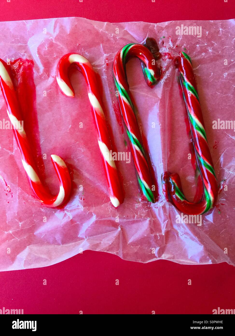 Candy canes beginning to melt - Smartphone Captured Stock Image