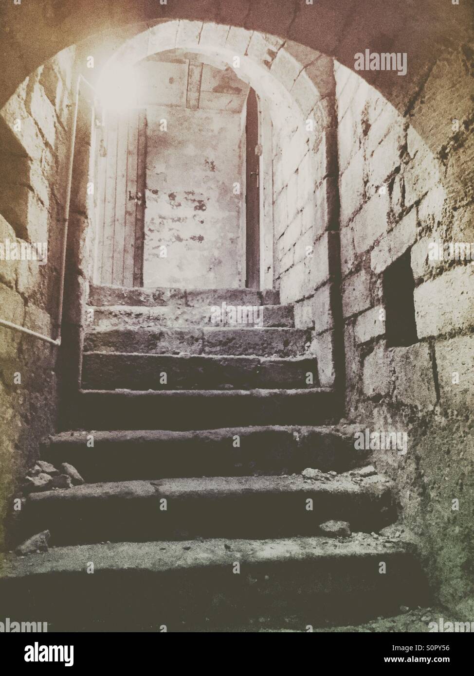 Old vaulted cellar staircase - Smartphone Captured Stock Image