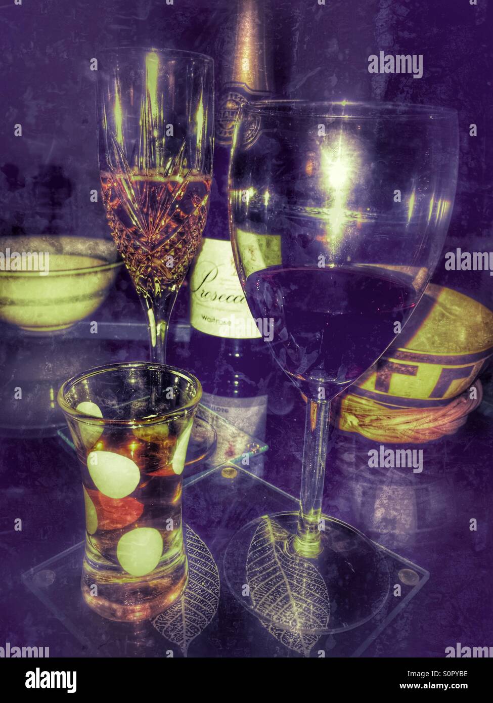 Glasses of wine at new year celebration - Smartphone Captured Stock Image