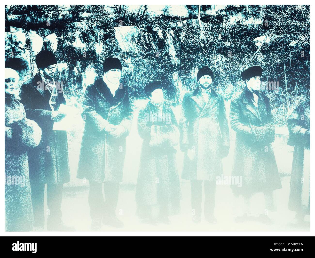 Singers in fog Stockholm - Smartphone Captured Stock Image