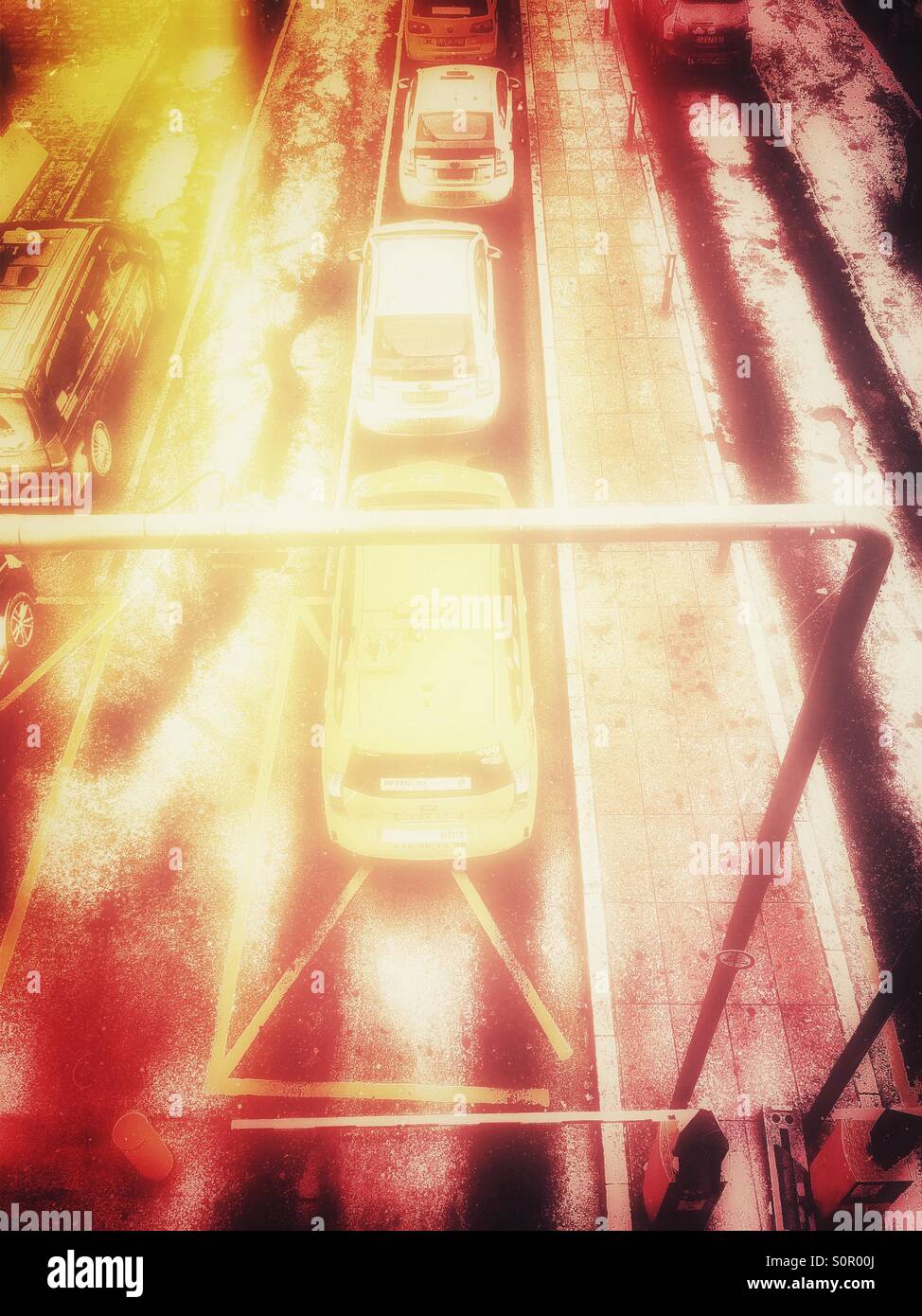 Winter taxi glow - Smartphone Captured Stock Image