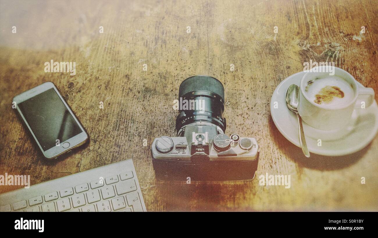 Photographer 's desk - Smartphone Captured Stock Image