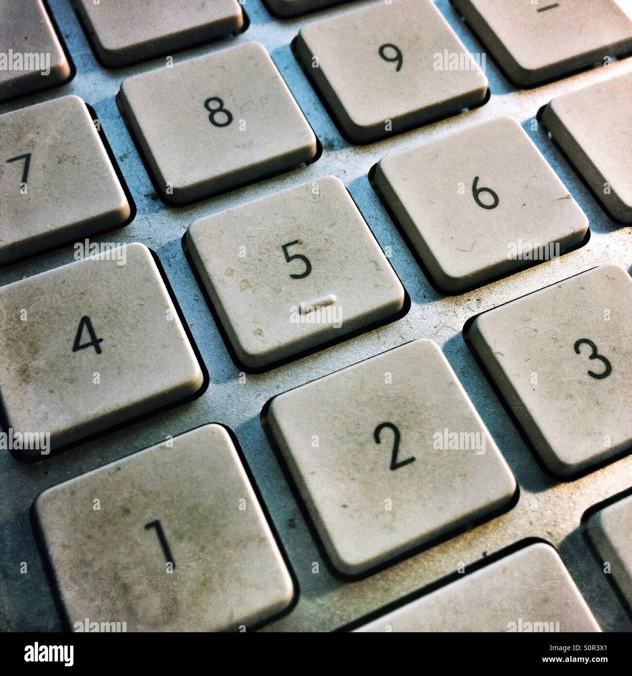 Dirty number pad on a key board of a computer - Smartphone Captured Stock Image