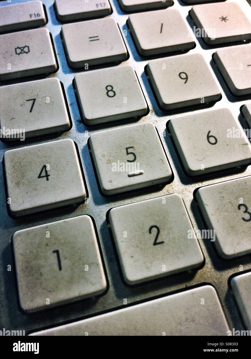 Dirty number pad on a key board of a computer - Smartphone Captured Stock Image