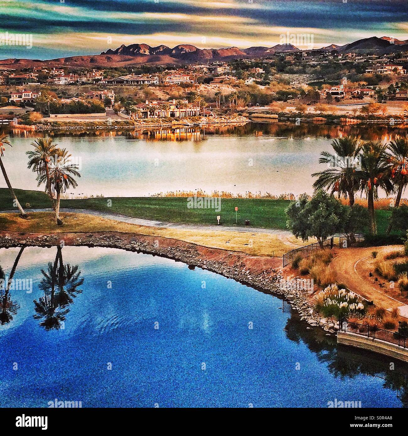 Lake Las Vegas in the morning Stock Photo Alamy