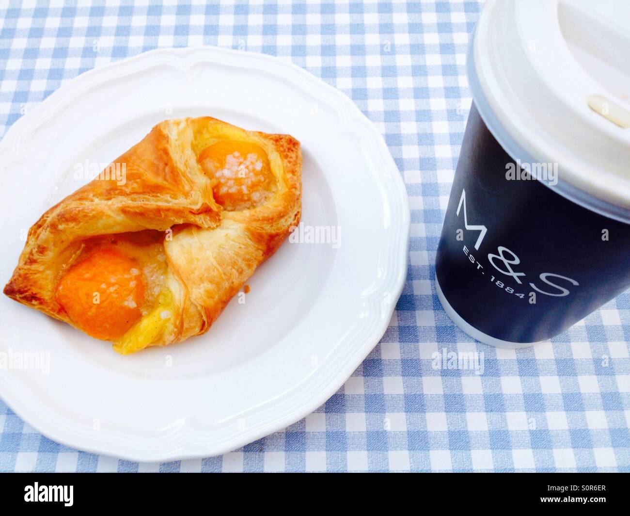 M&S French pastry and coffee - Smartphone Captured Stock Image