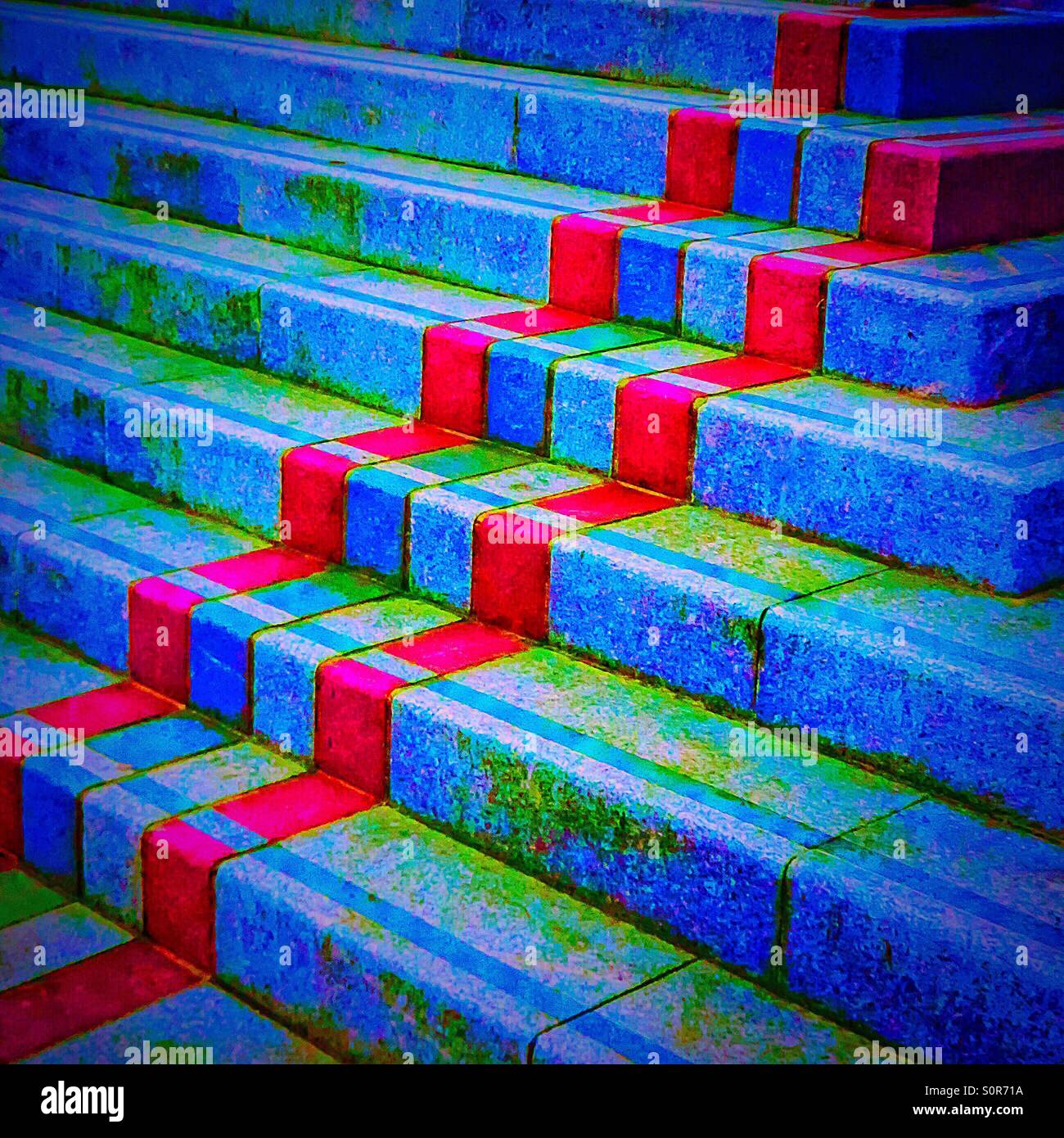 Concrete steps with red tiles - Smartphone Captured Stock Image