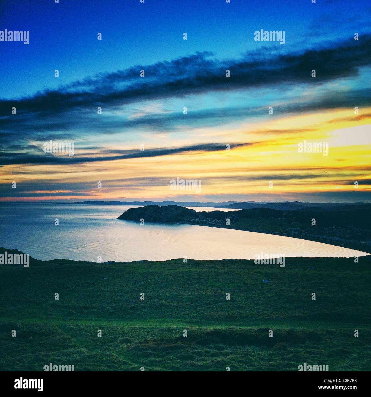 The sea at Llandudno, Wales, taken from the Great Orme. - Smartphone Captured Stock Image