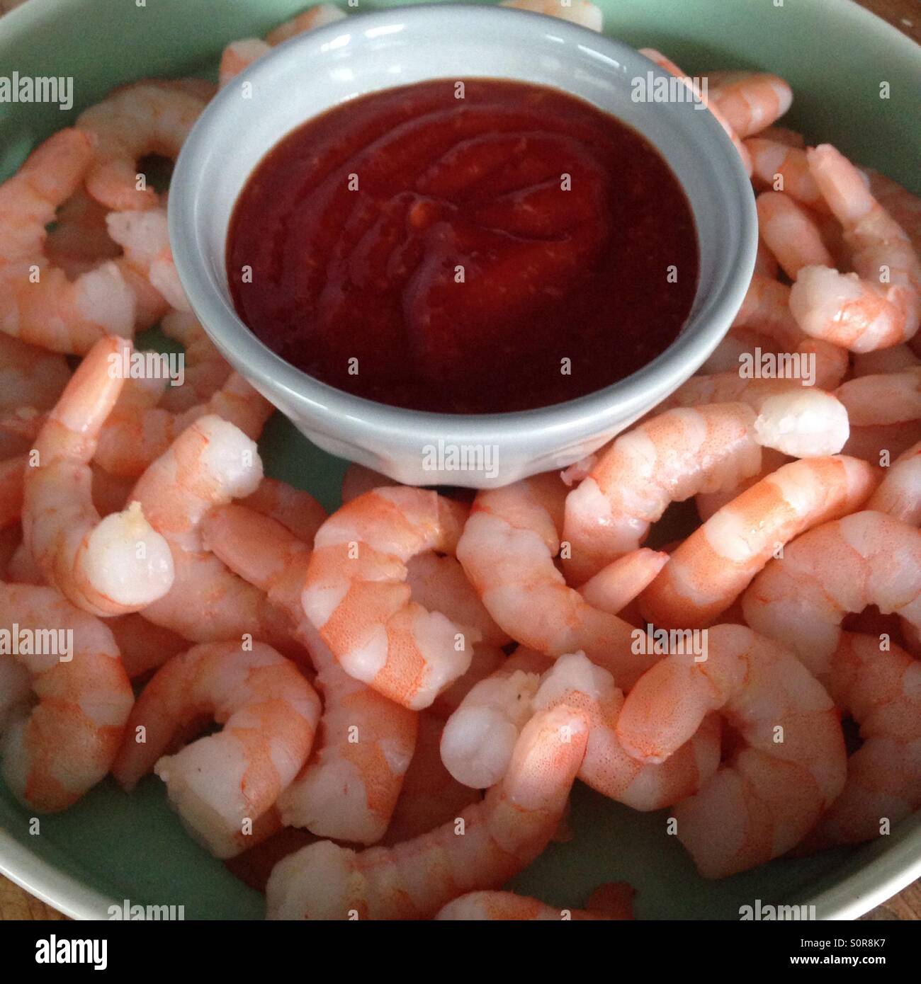 Shrimp and cocktail sauce - Smartphone Captured Stock Image