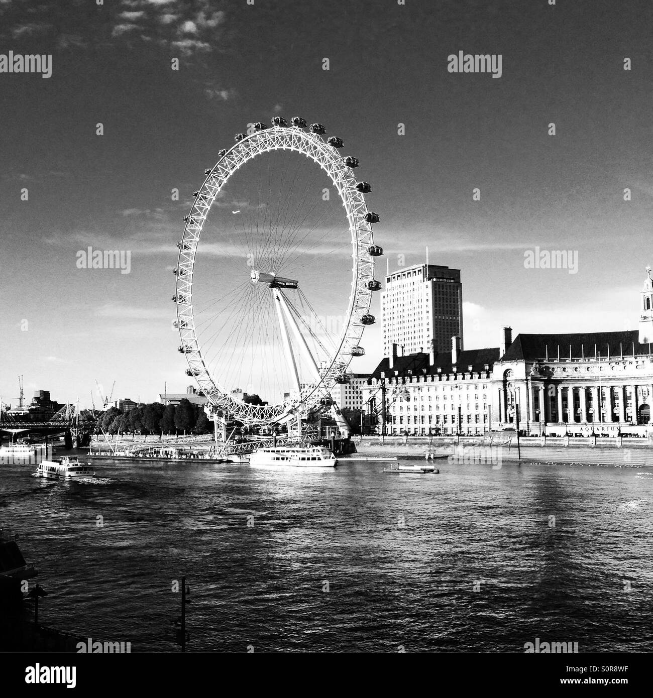 The London eye and the Thames river, London - Smartphone Captured Stock Image