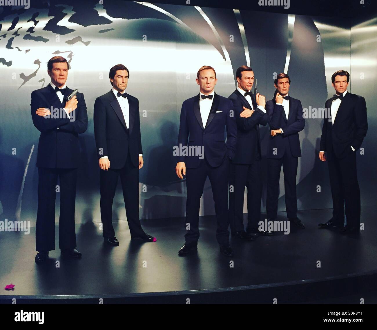 James Bonds in Madame Tussaud's in London. Stock Photo