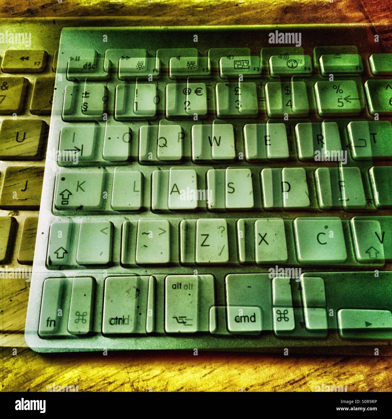 Apple Mac keyboard double exposure Stock Photo Alamy