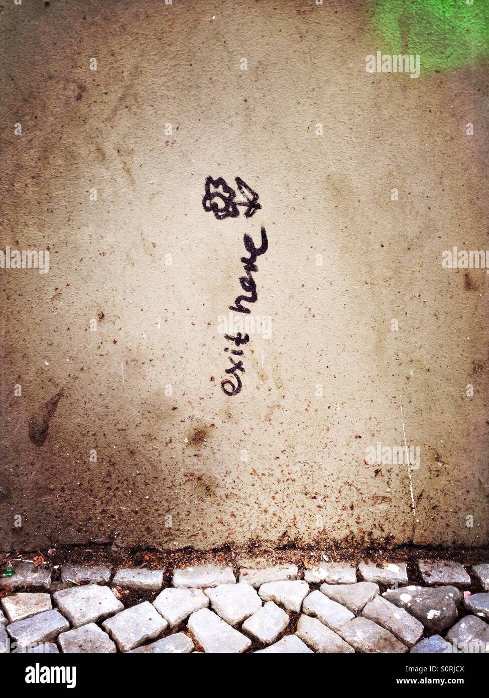 Exit here graffiti - Smartphone Captured Stock Image